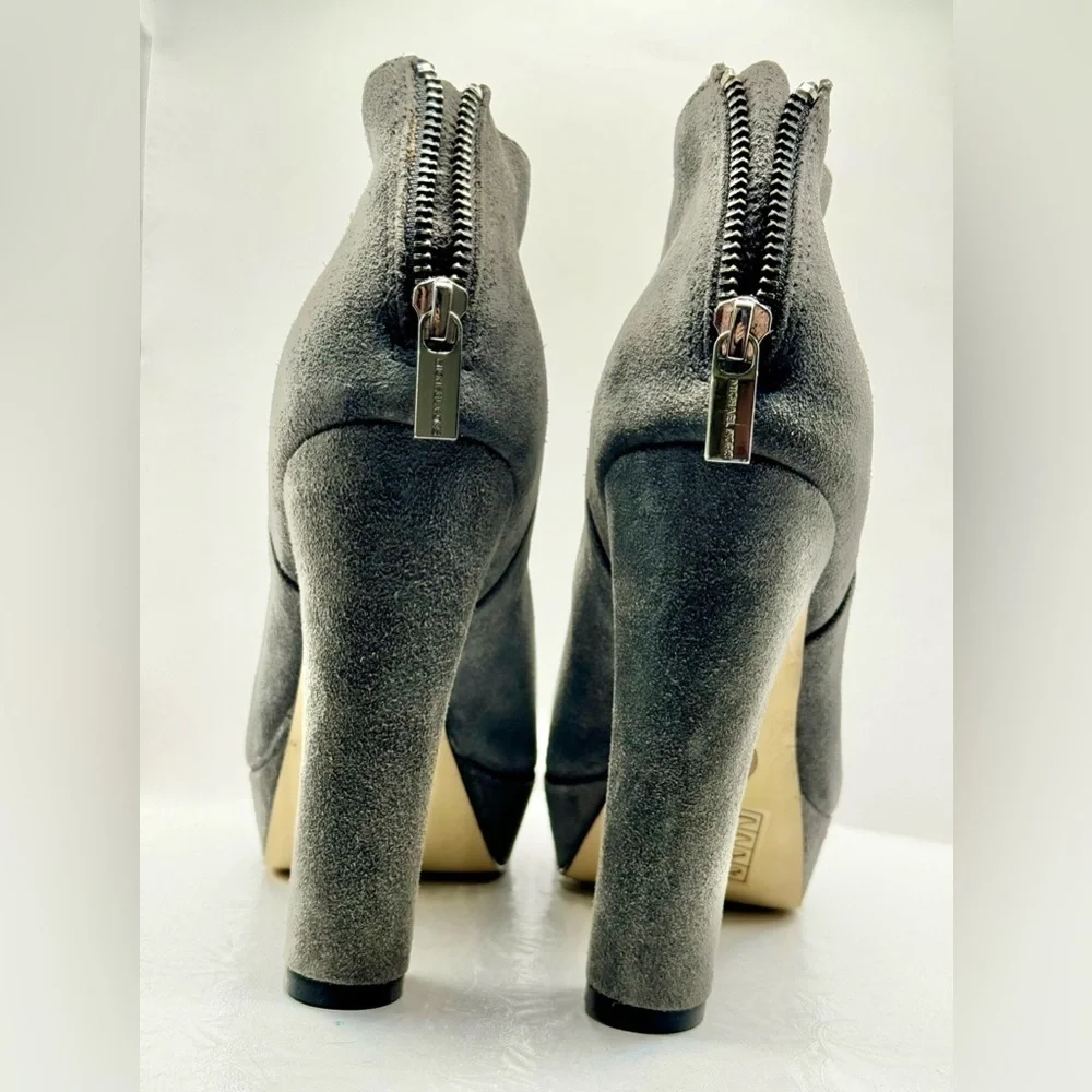 EUC Michael Michael Kors Grey Suede Platform Block Heel Booties Size 8.5‎